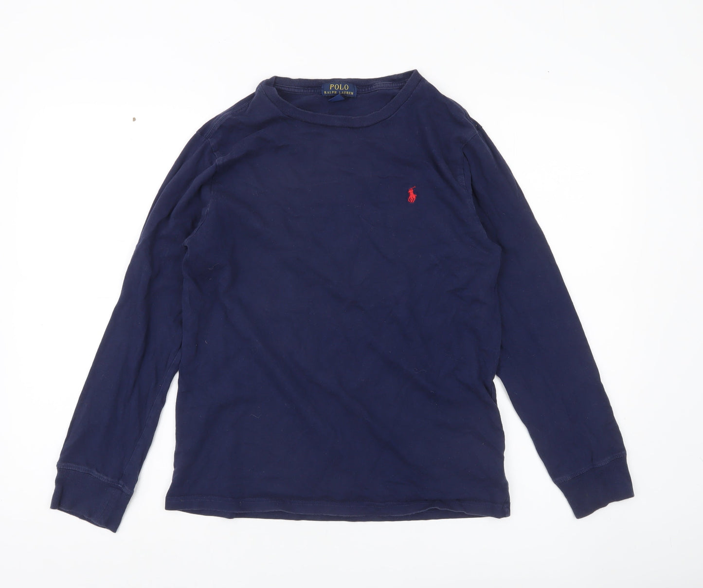 Ralph Lauren Boys Blue Long Sleeve Cotton Logo T-Shirt Size 14-16 Years