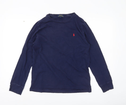 Ralph Lauren Boys Blue Long Sleeve Cotton Logo T-Shirt Size 14-16 Years