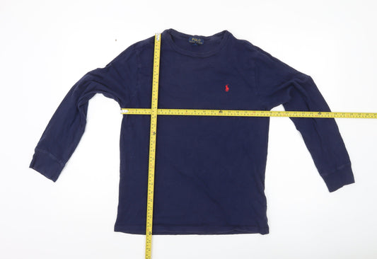 Ralph Lauren Boys Blue Long Sleeve Cotton Logo T-Shirt Size 14-16 Years