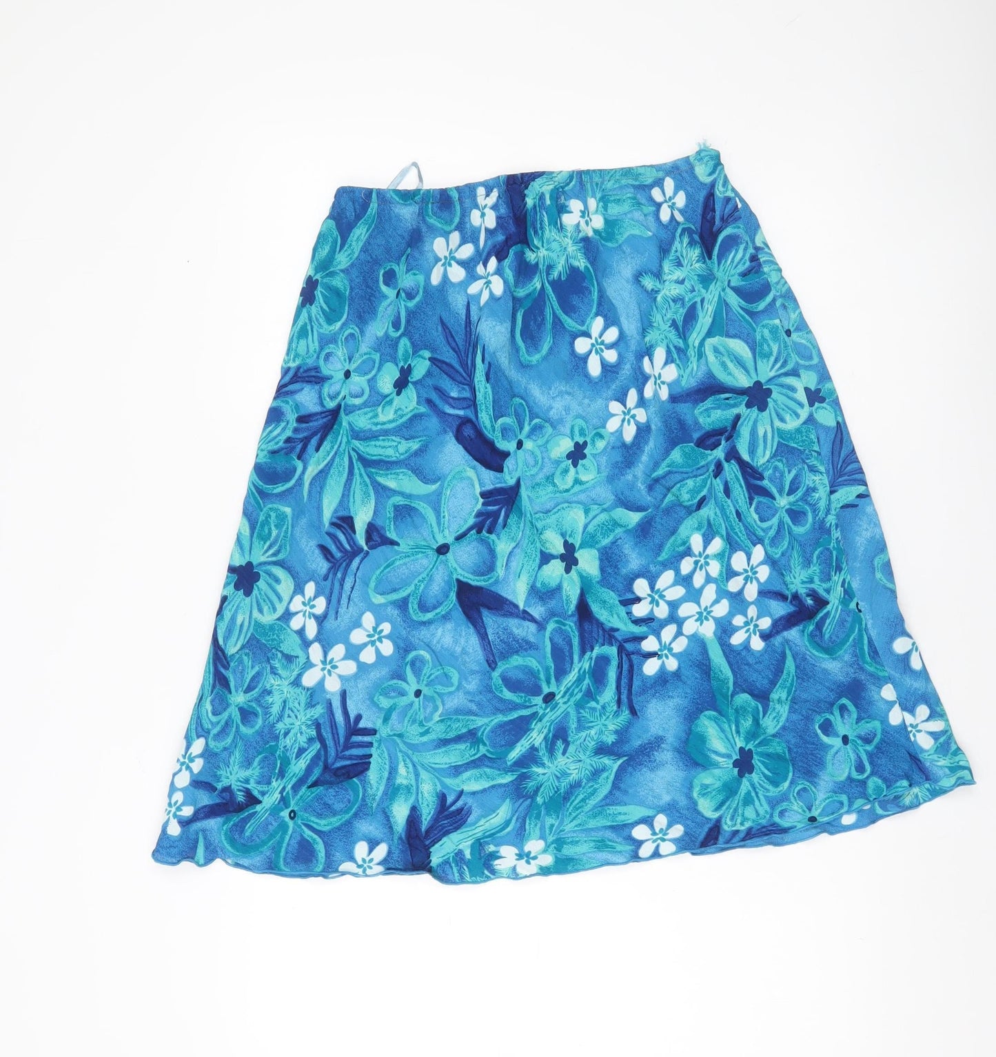 Amaranto Women’s Blue Floral A-Line Viscose Skirt Size 18