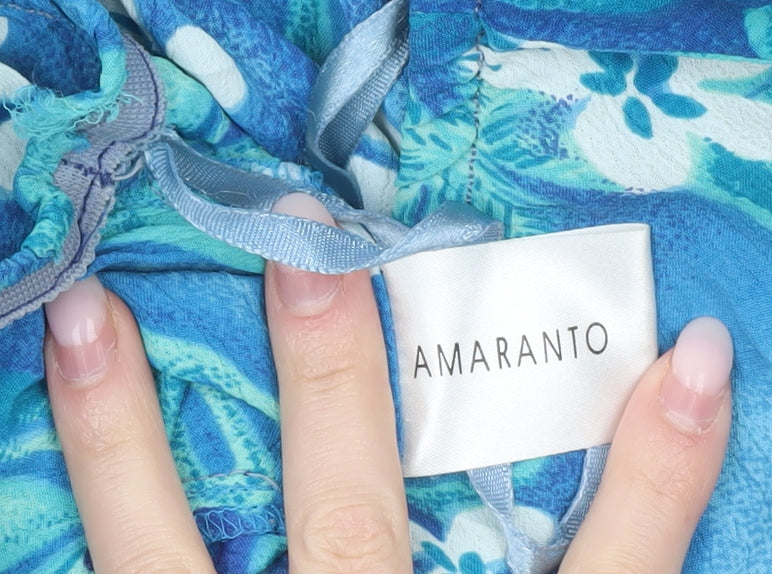 Amaranto Women’s Blue Floral A-Line Viscose Skirt Size 18