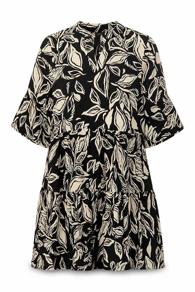 Klass Women’s Black Knee Length Shift Dress Size 10 Floral Bell Sleeve