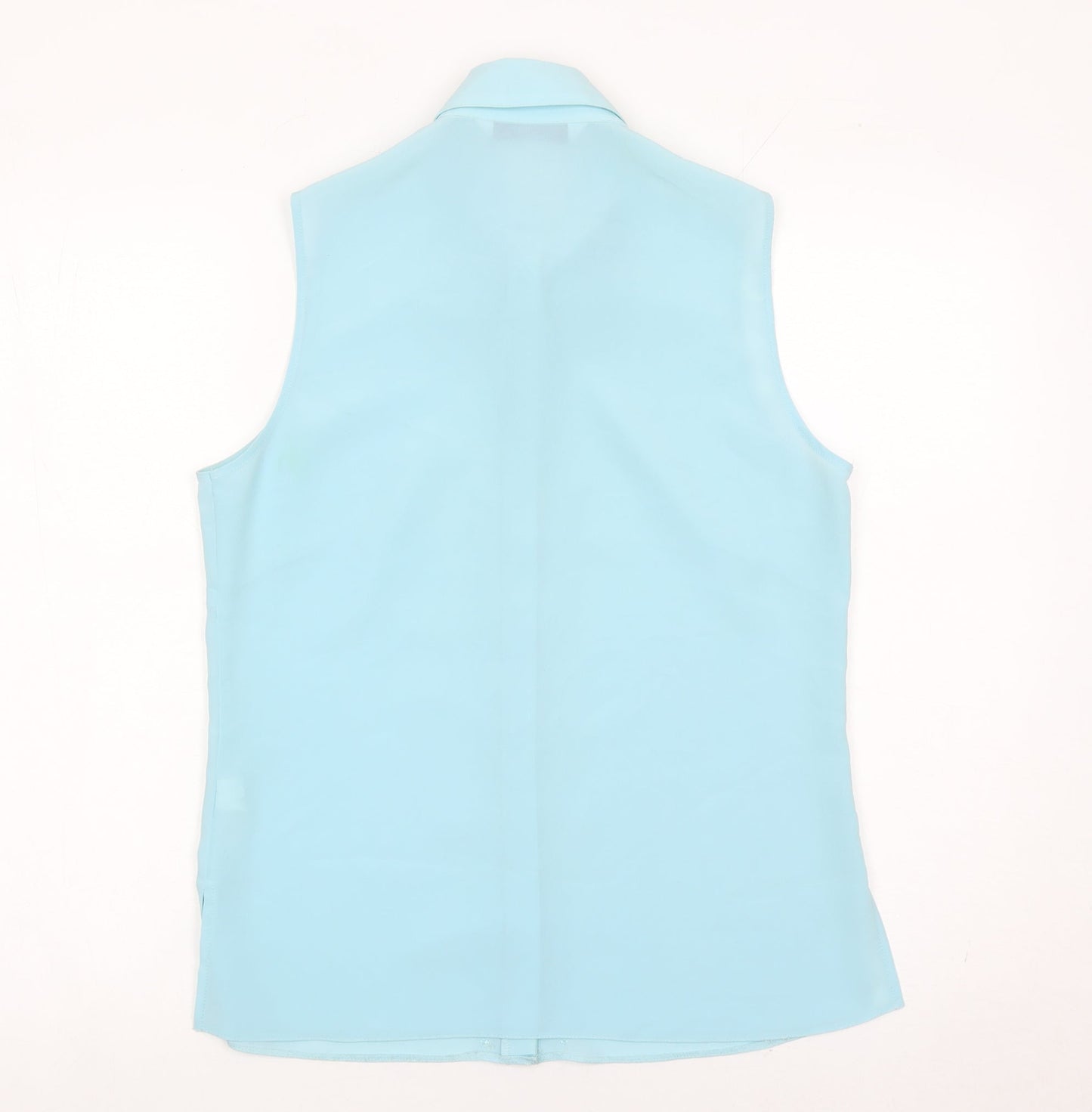 BHS Womens Blue Sleeveless Button-Up Shirt Size 10 Collared
