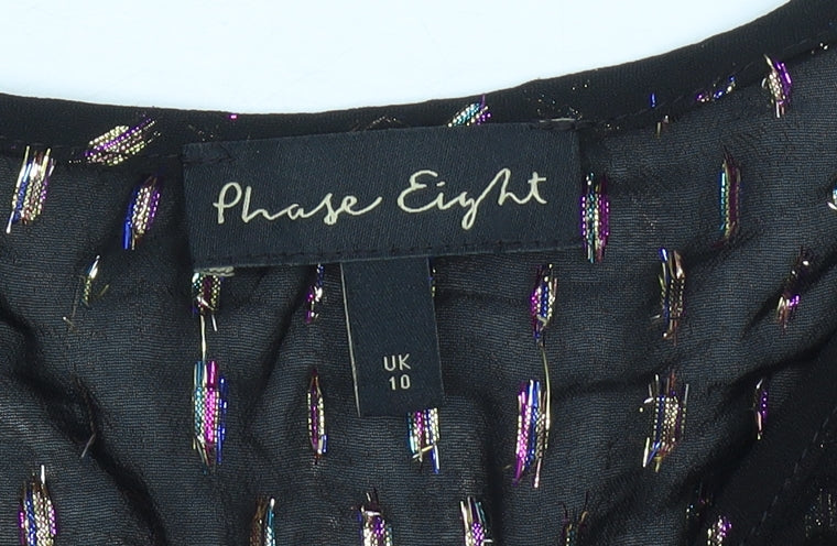 Phase Eight Womens Black Sheer Ruffle Blouse UK 10