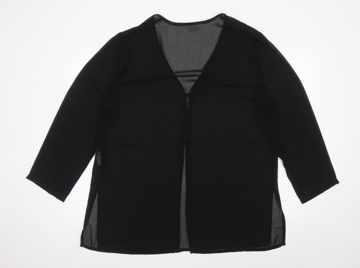 Elvi Women’s Black Beaded Tunic Blouse Size 16 V-Neck 3/4 Sleeve