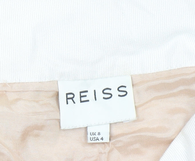 Reiss Women’s Ivory A-Line Embroidered Cotton Skirt Size 8