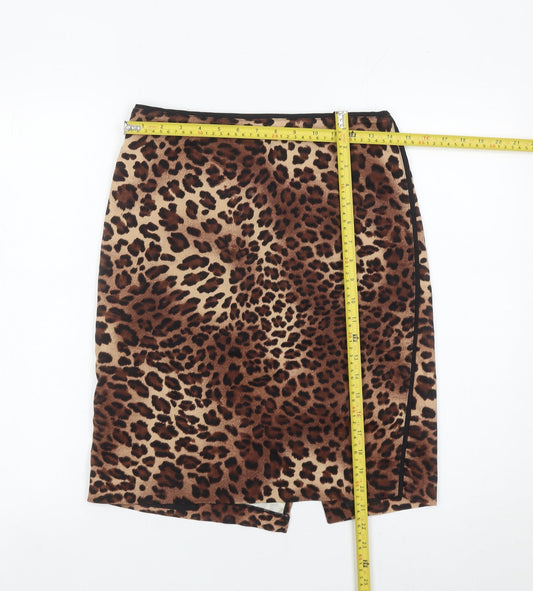 Le Chateau Womens Brown Leopard Print Pencil Skirt Size 6