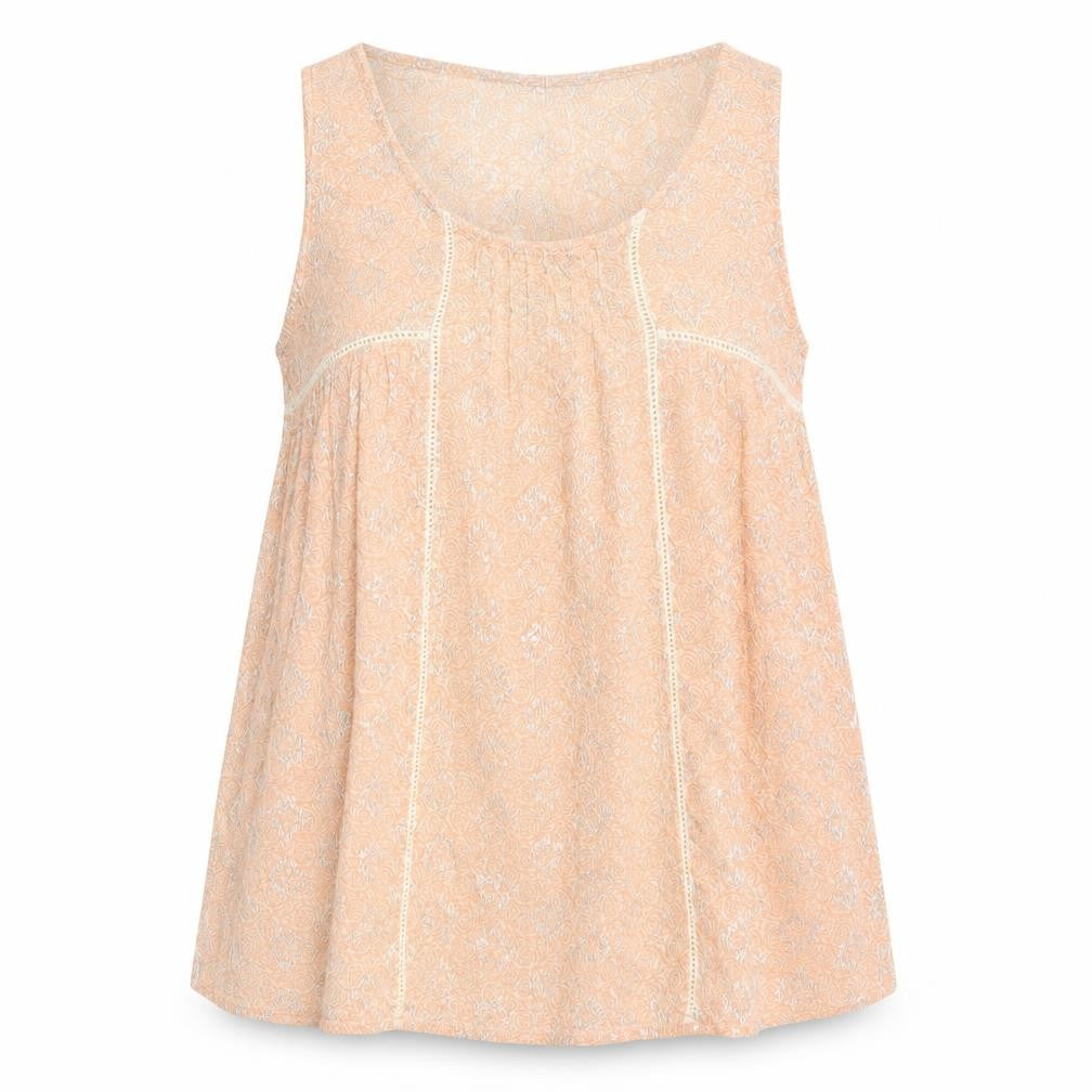 Softgrey Women Peach Floral Crochet Tank Top Size 8 Summer Casual