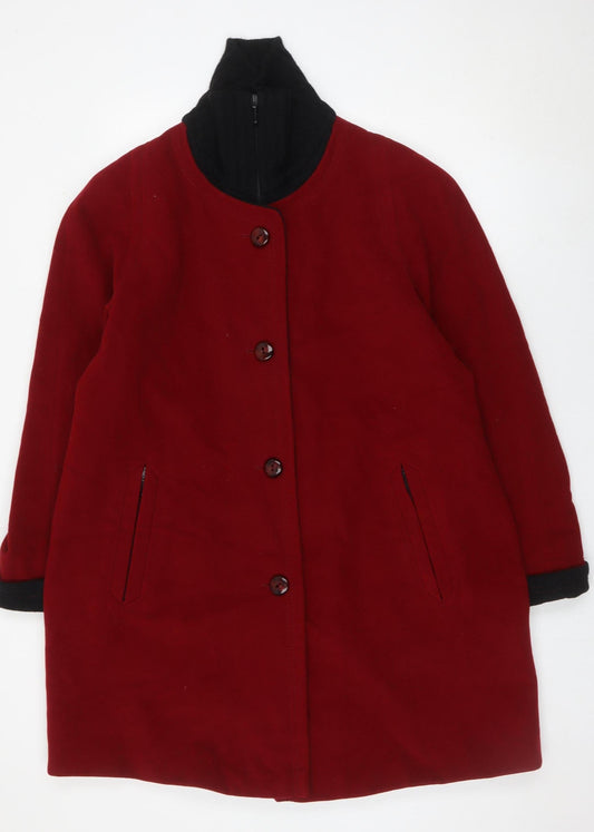 Kohler & Krenzer Women’s Red Wool Cashmere Blend Mid-Length Coat Size 12