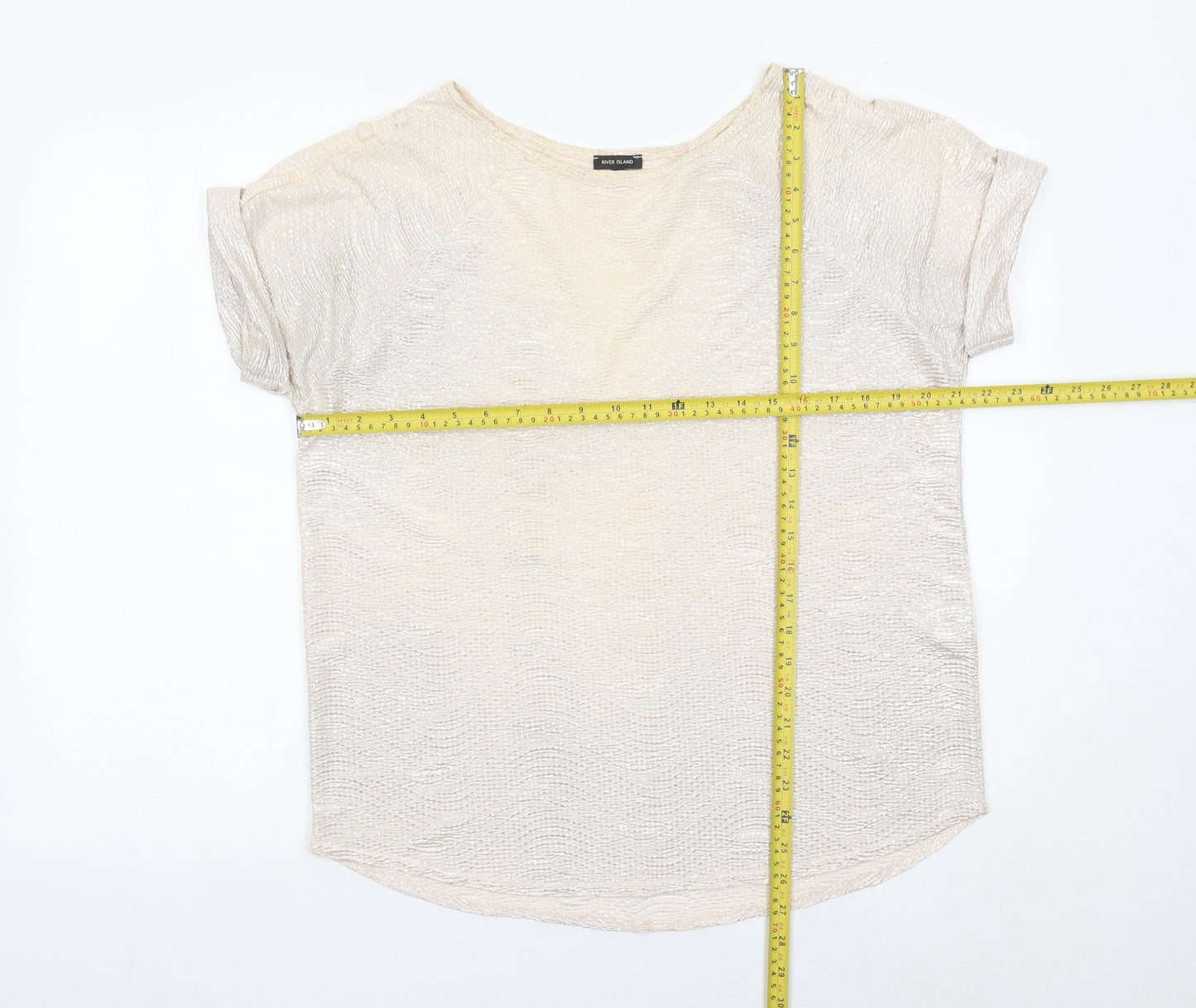 River Island Women’s Beige Size 12 Short Sleeve Basic T-Shirt