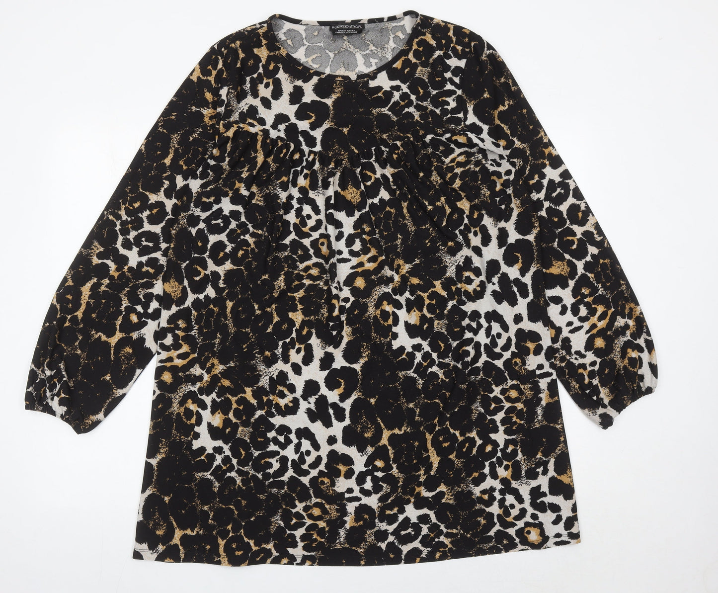 Wednesday's Girl Womens Leopard Print Blouse Tunic Top L