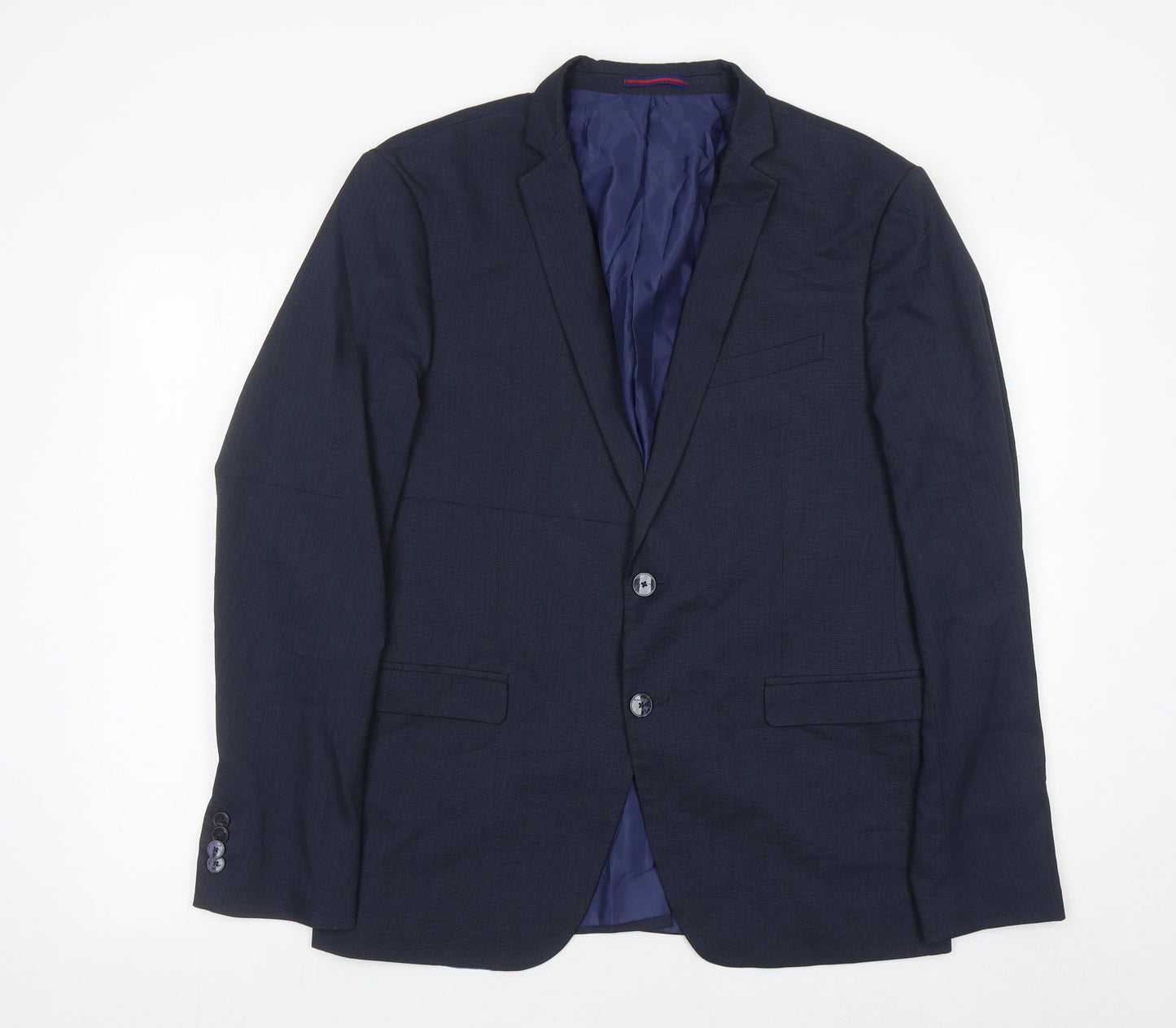 Zara Man Mens Blue Slim Fit Blazer Jacket Size 44 Two Button