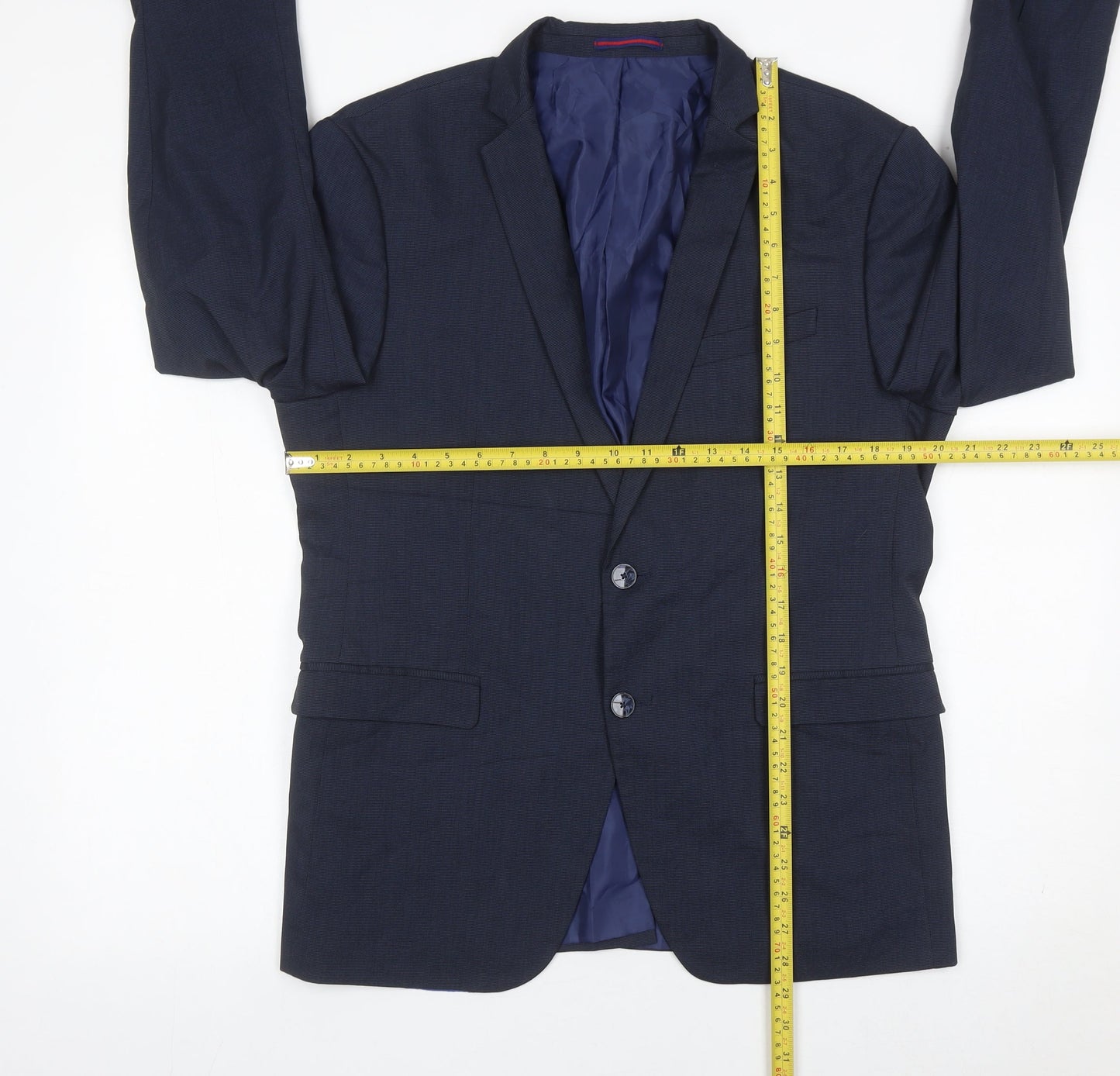Zara Man Mens Blue Slim Fit Blazer Jacket Size 44 Two Button