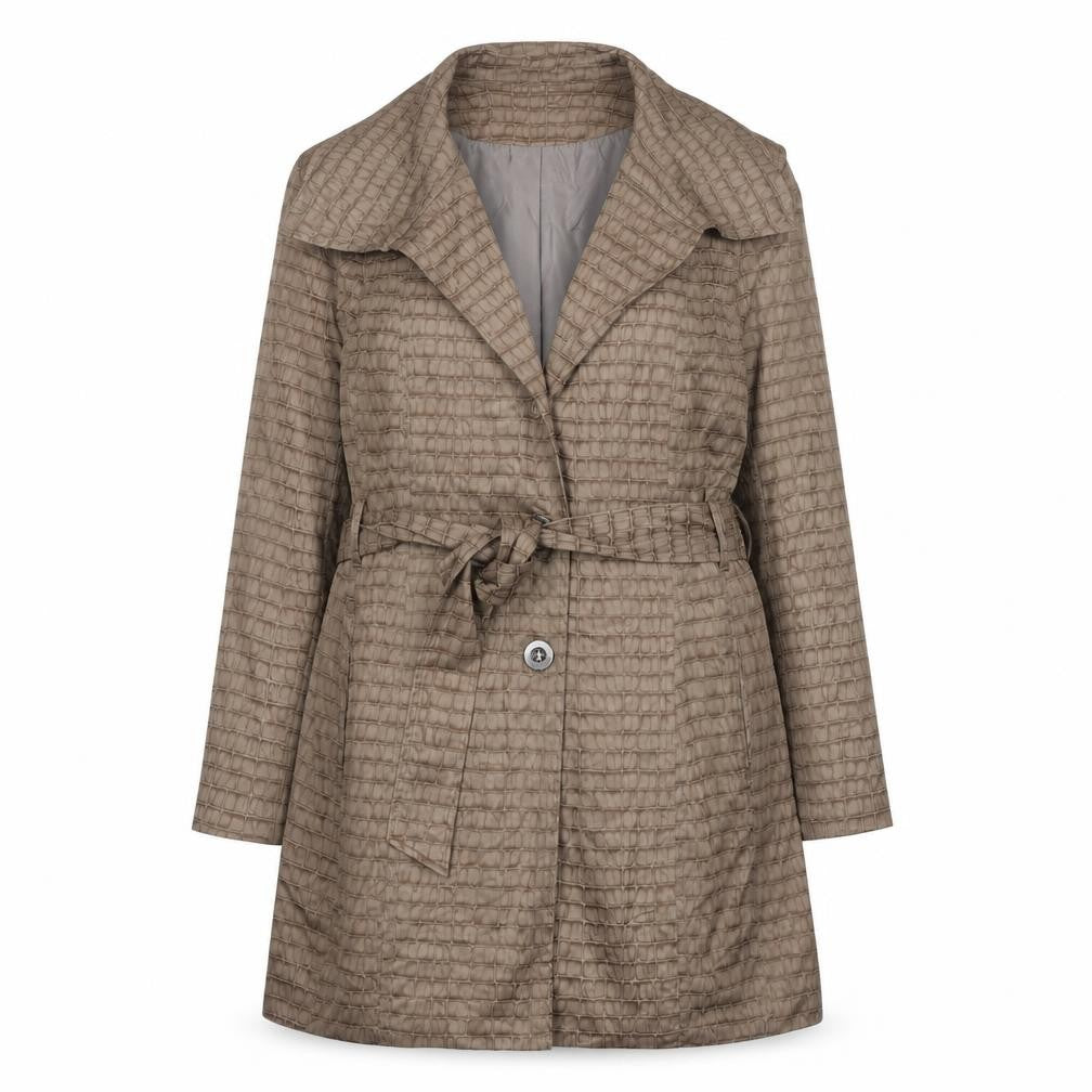 Creation L Womens Brown Size 16 Trench Coat Belted Mid-Length