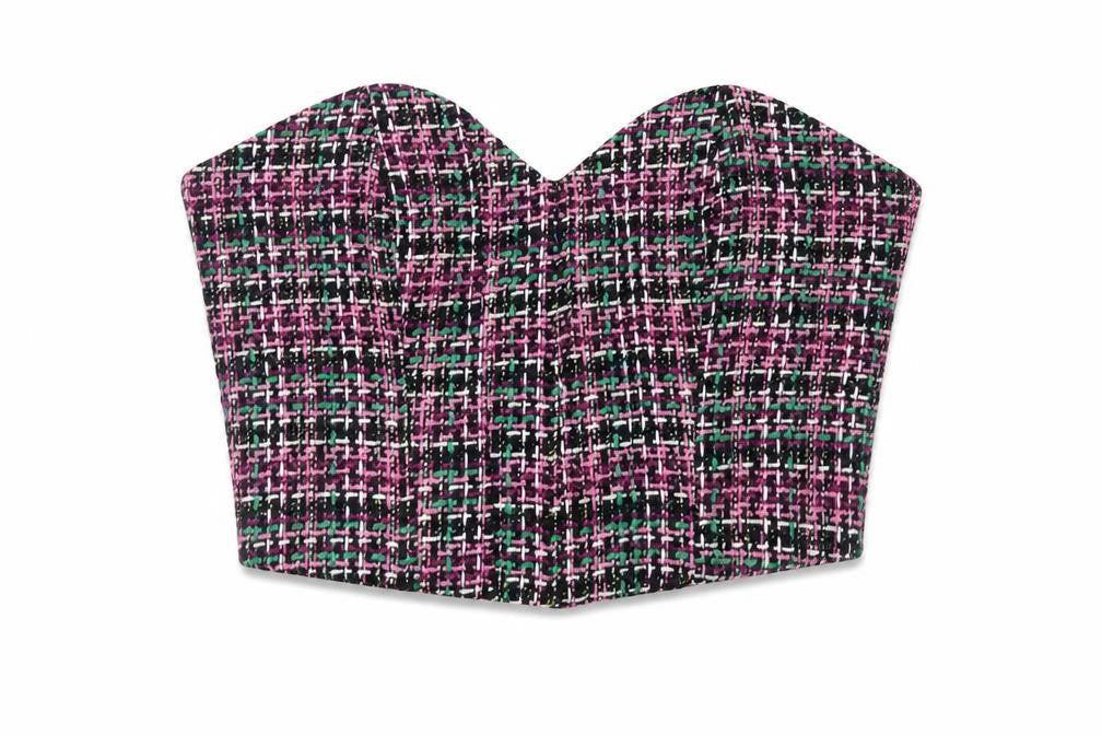 Zara Women Multicoloured Cropped Strapless Sweetheart Blouse Size 12
