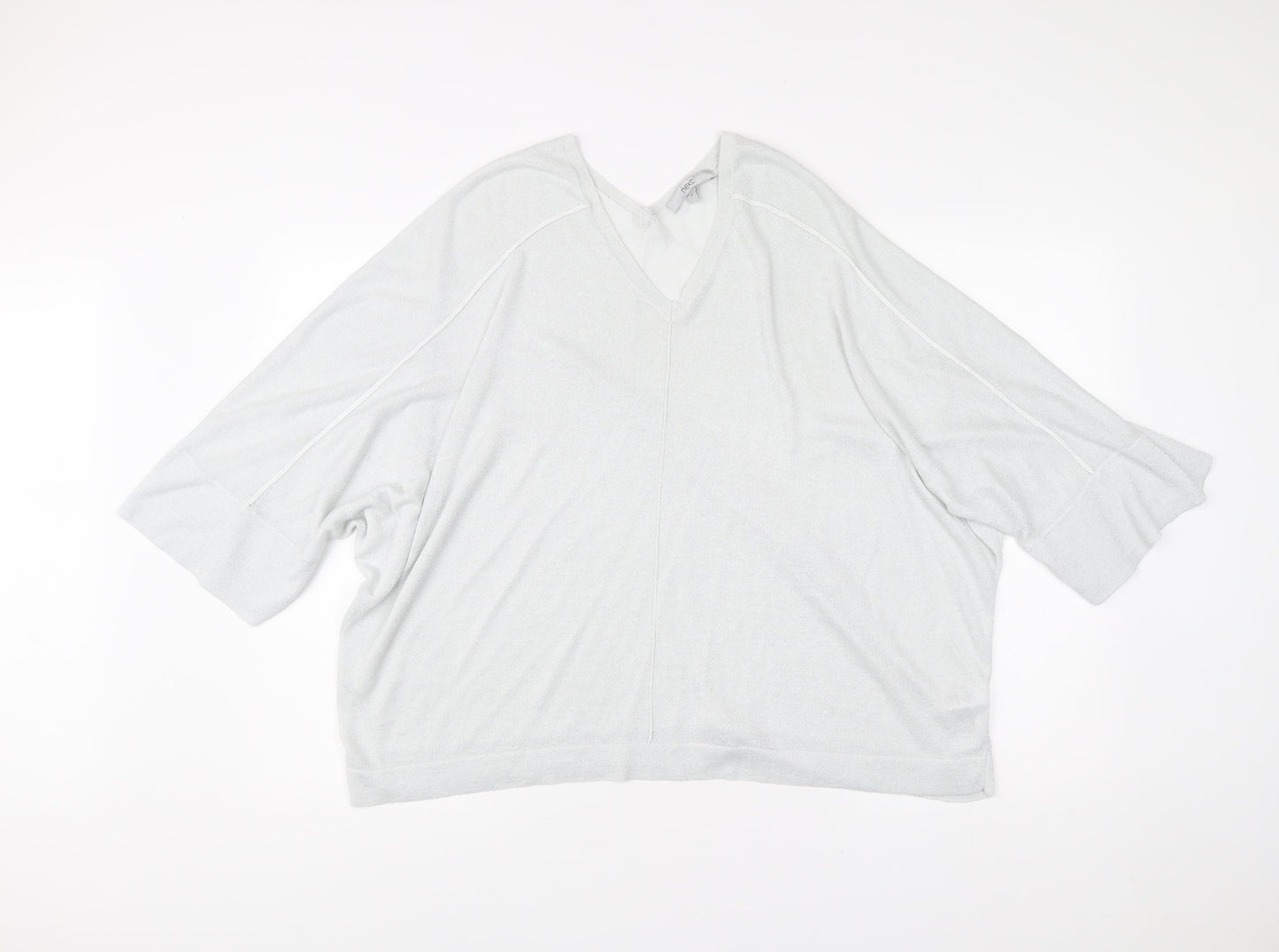 Next Women’s White XL V-Neck Relaxed Fit 3/4 Sleeve Pullover Jumper