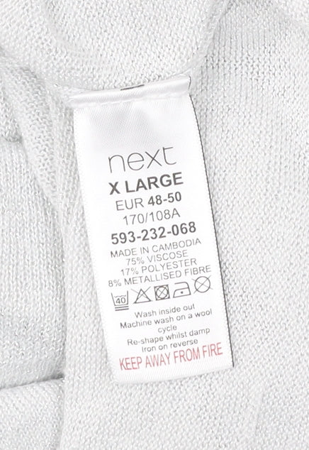 Next Women’s White XL V-Neck Relaxed Fit 3/4 Sleeve Pullover Jumper