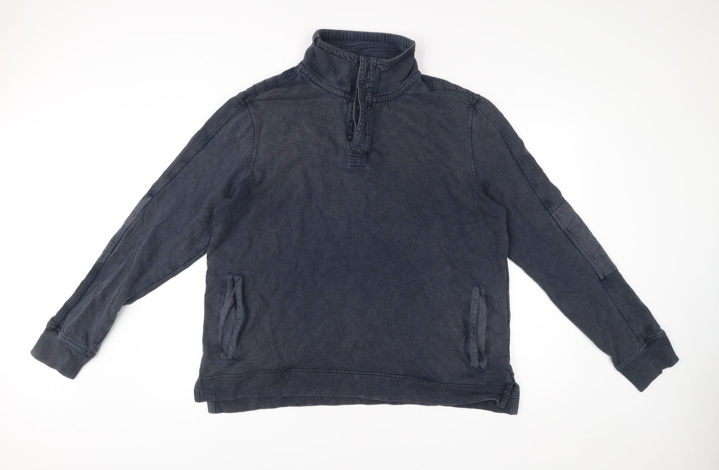 Fat Face Mens XL Blue 1/4 Zip Cotton Sweatshirt High Neck Pockets