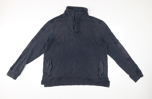 Fat Face Mens XL Blue 1/4 Zip Cotton Sweatshirt High Neck Pockets