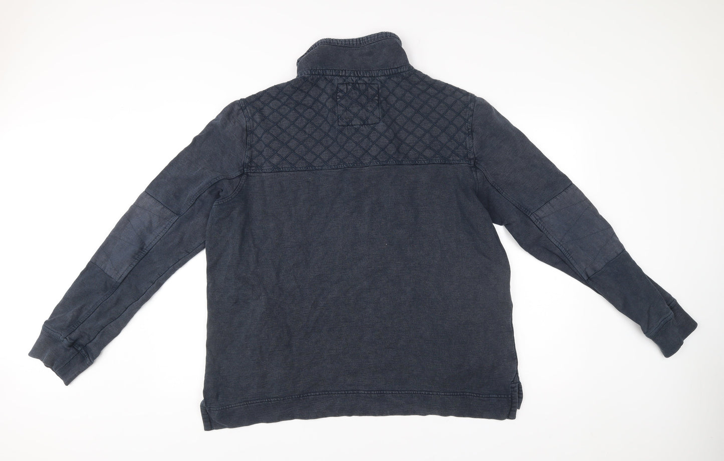 Fat Face Mens XL Blue 1/4 Zip Cotton Sweatshirt High Neck Pockets