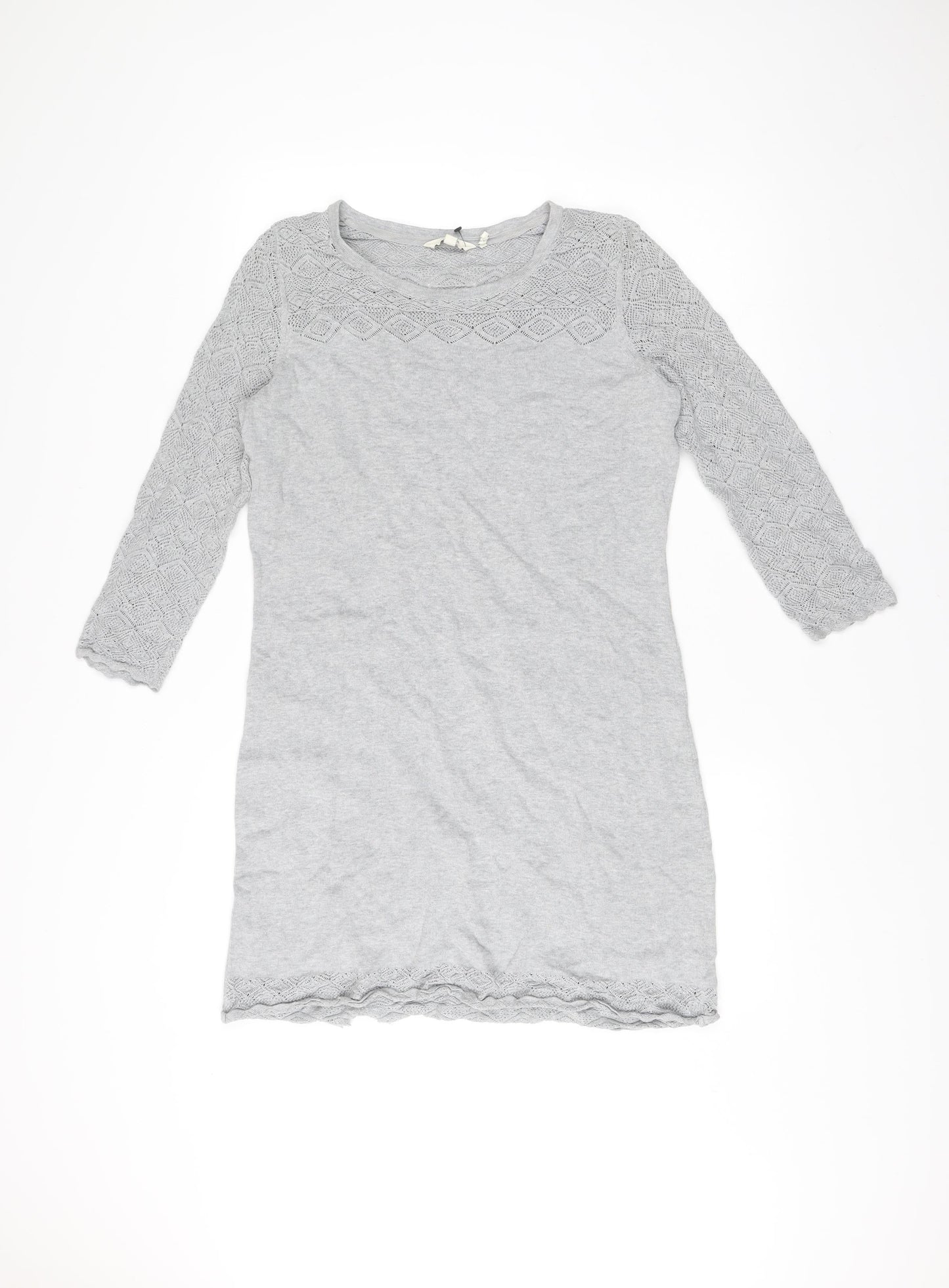 FatFace Womens Grey Cotton Jumper Dress Size 12 Knit Pullover