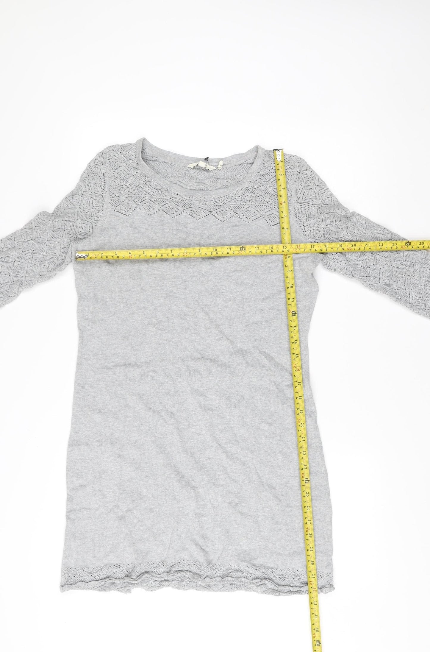 FatFace Womens Grey Cotton Jumper Dress Size 12 Knit Pullover