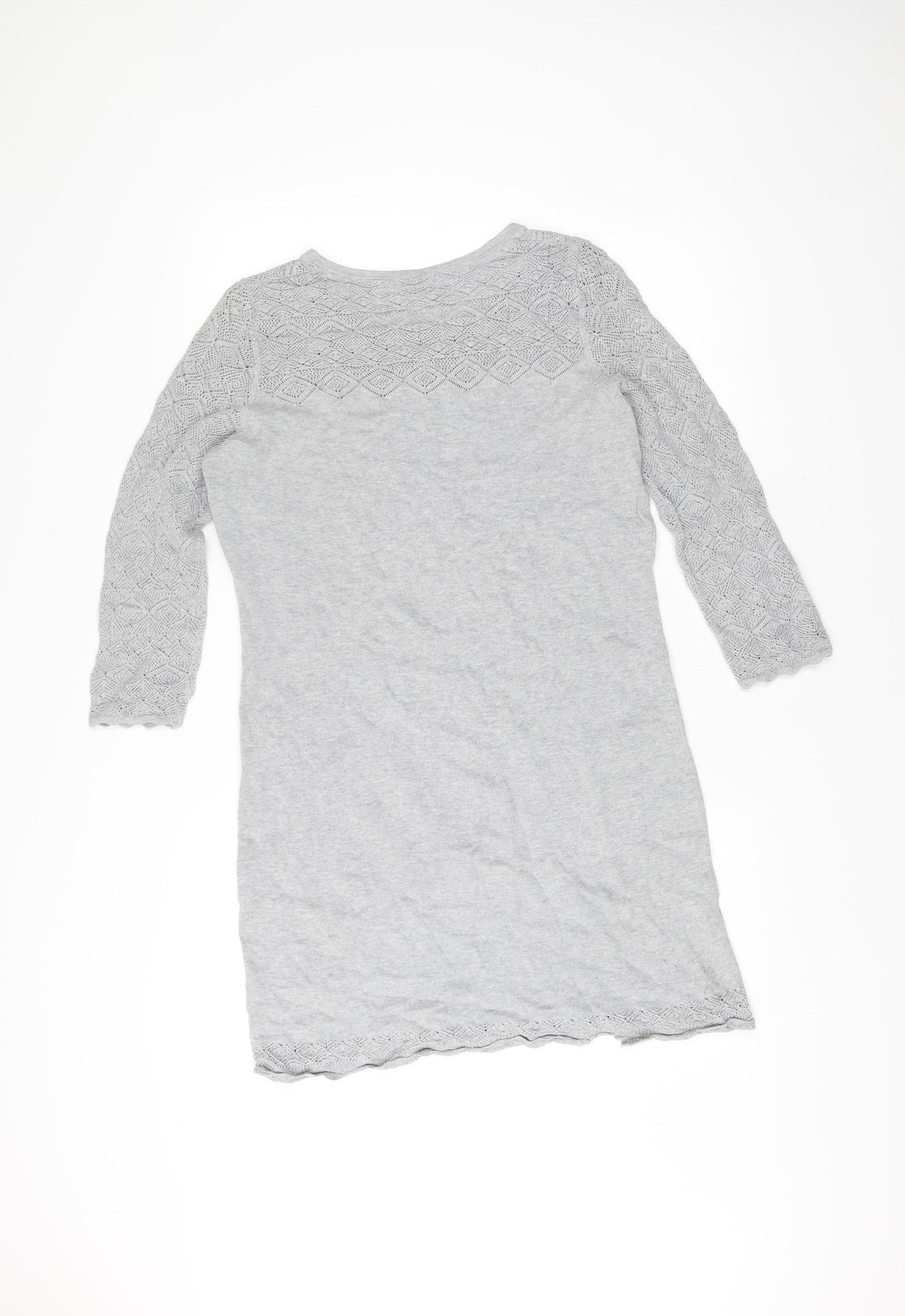 FatFace Womens Grey Cotton Jumper Dress Size 12 Knit Pullover