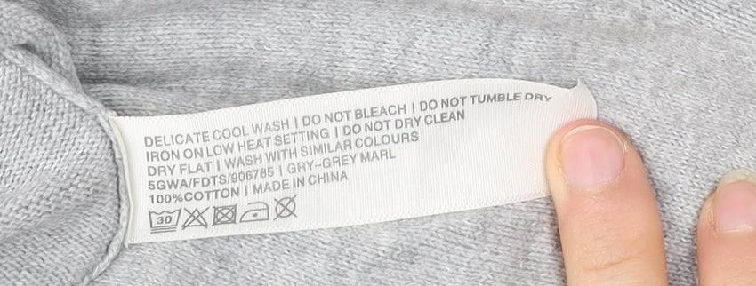 FatFace Womens Grey Cotton Jumper Dress Size 12 Knit Pullover