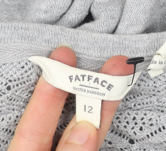 FatFace Womens Grey Cotton Jumper Dress Size 12 Knit Pullover