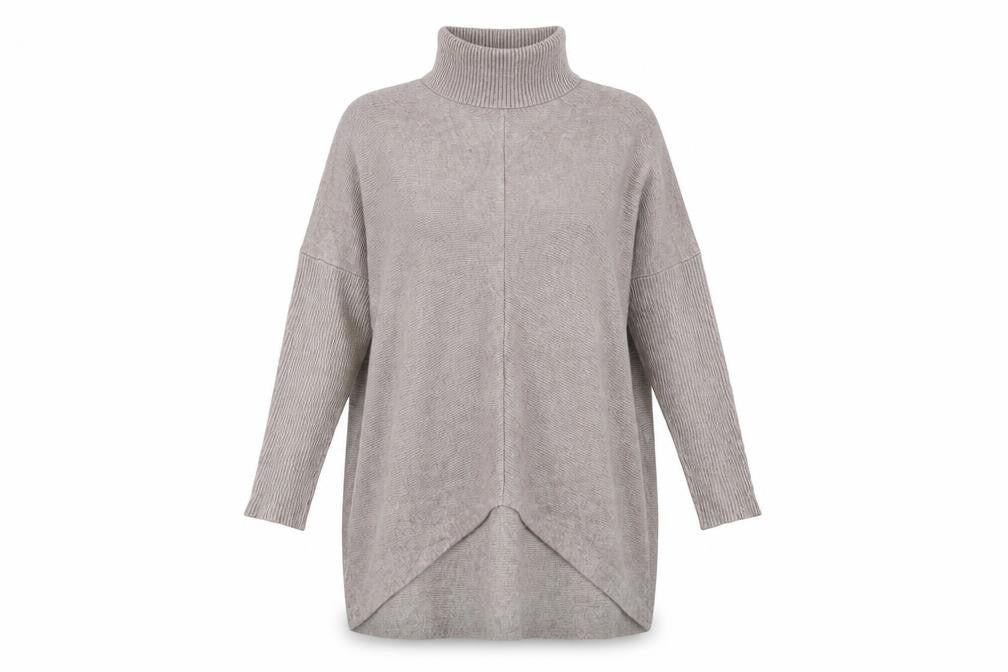 Blue Vanilla Women Beige Roll Neck Oversized Jumper Dress One Size
