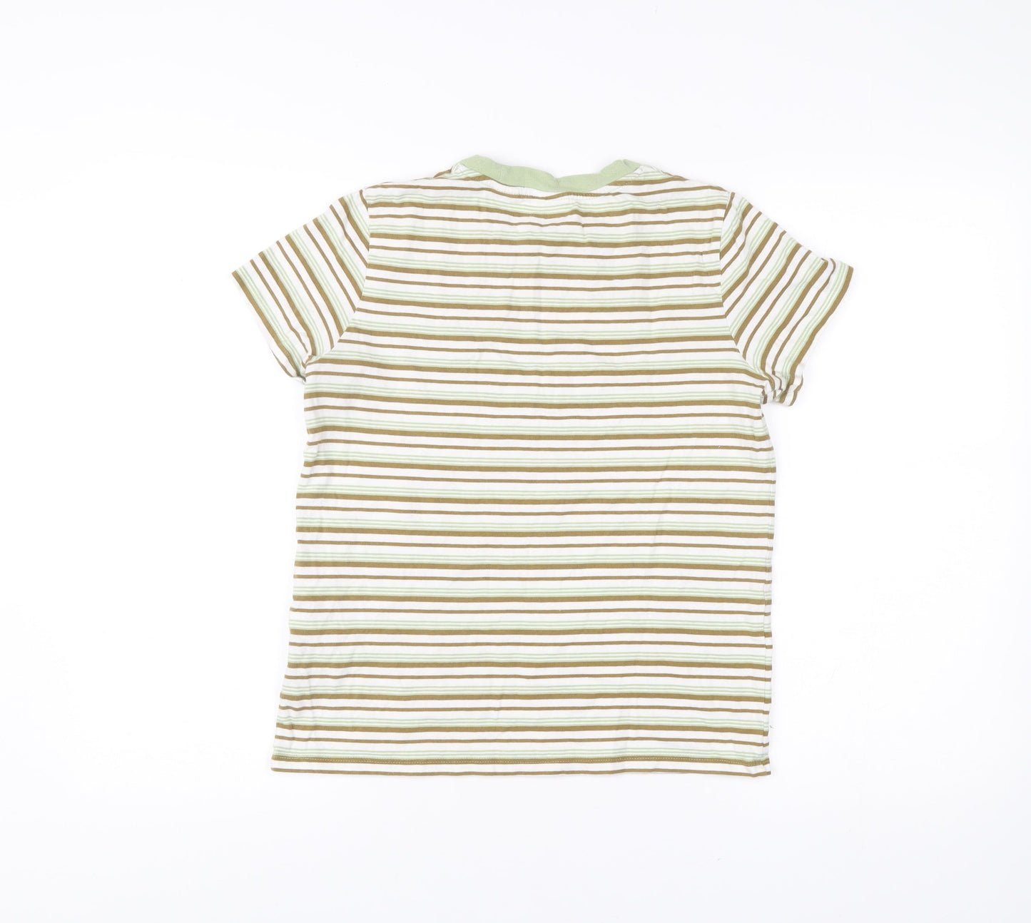 Levi's Womens XS Striped Ringer T-Shirt Green Beige Cotton