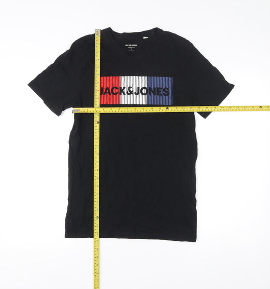 Jack & Jones Men’s Black S Graphic Logo Short Sleeve T-Shirt