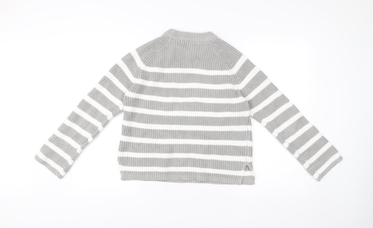 Marks and Spencer Womens Grey Striped Pullover Jumper Size S