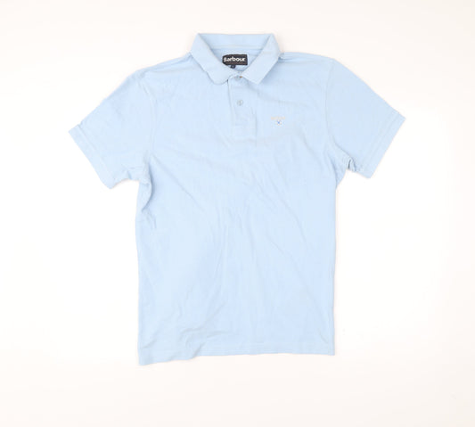 Barbour Men’s Blue Polo Shirt Size L Cotton Short Sleeve Classic