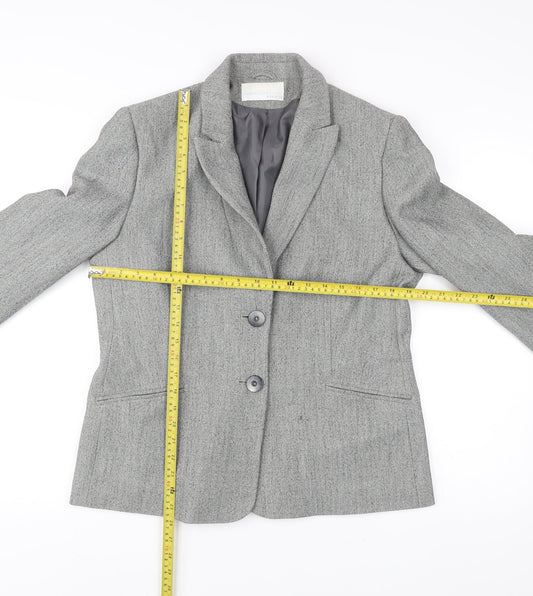 Amaranto Women Grey Size 16 Herringbone Blazer Jacket
