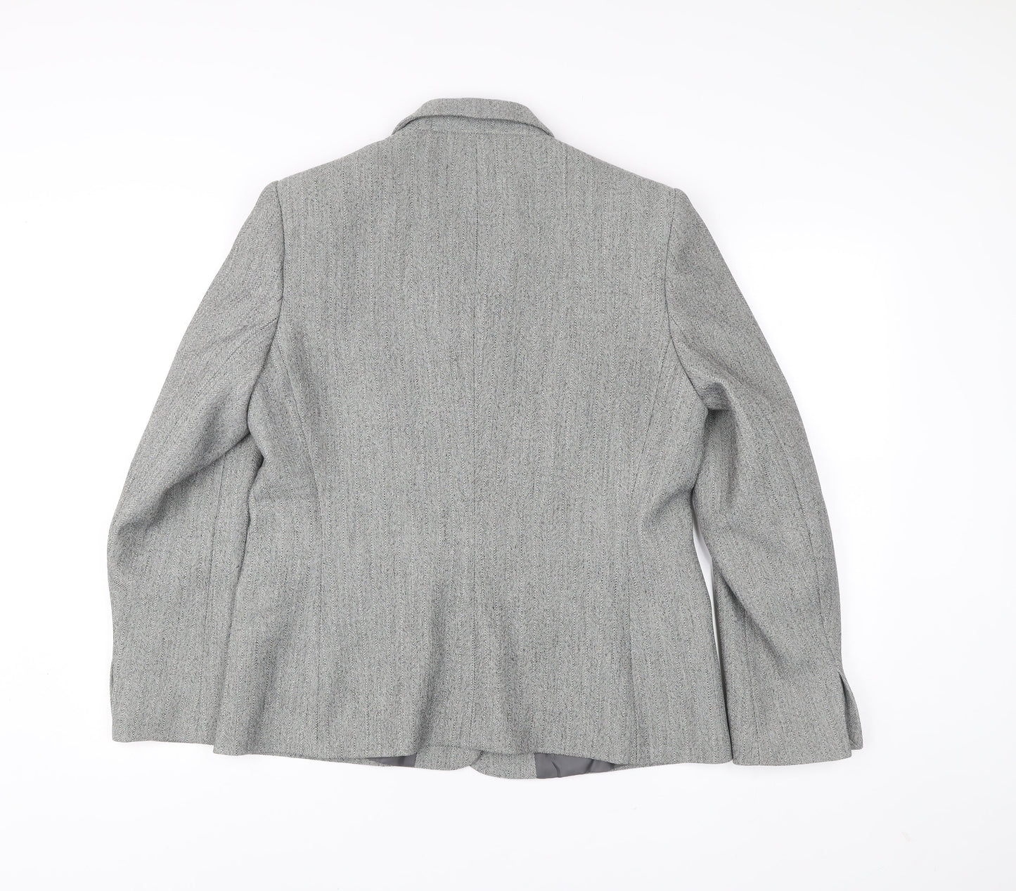 Amaranto Women Grey Size 16 Herringbone Blazer Jacket