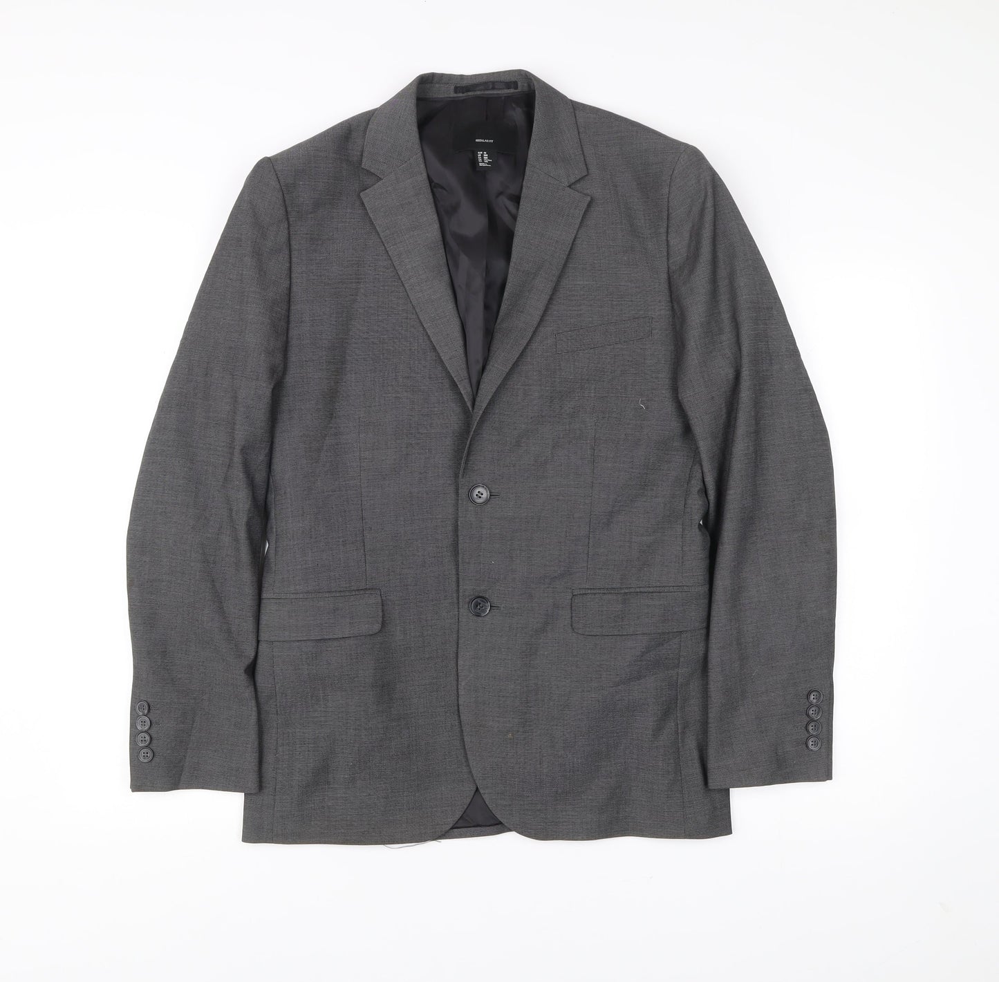 H&M Mens Grey Regular Fit Two-Button Blazer Jacket 38R