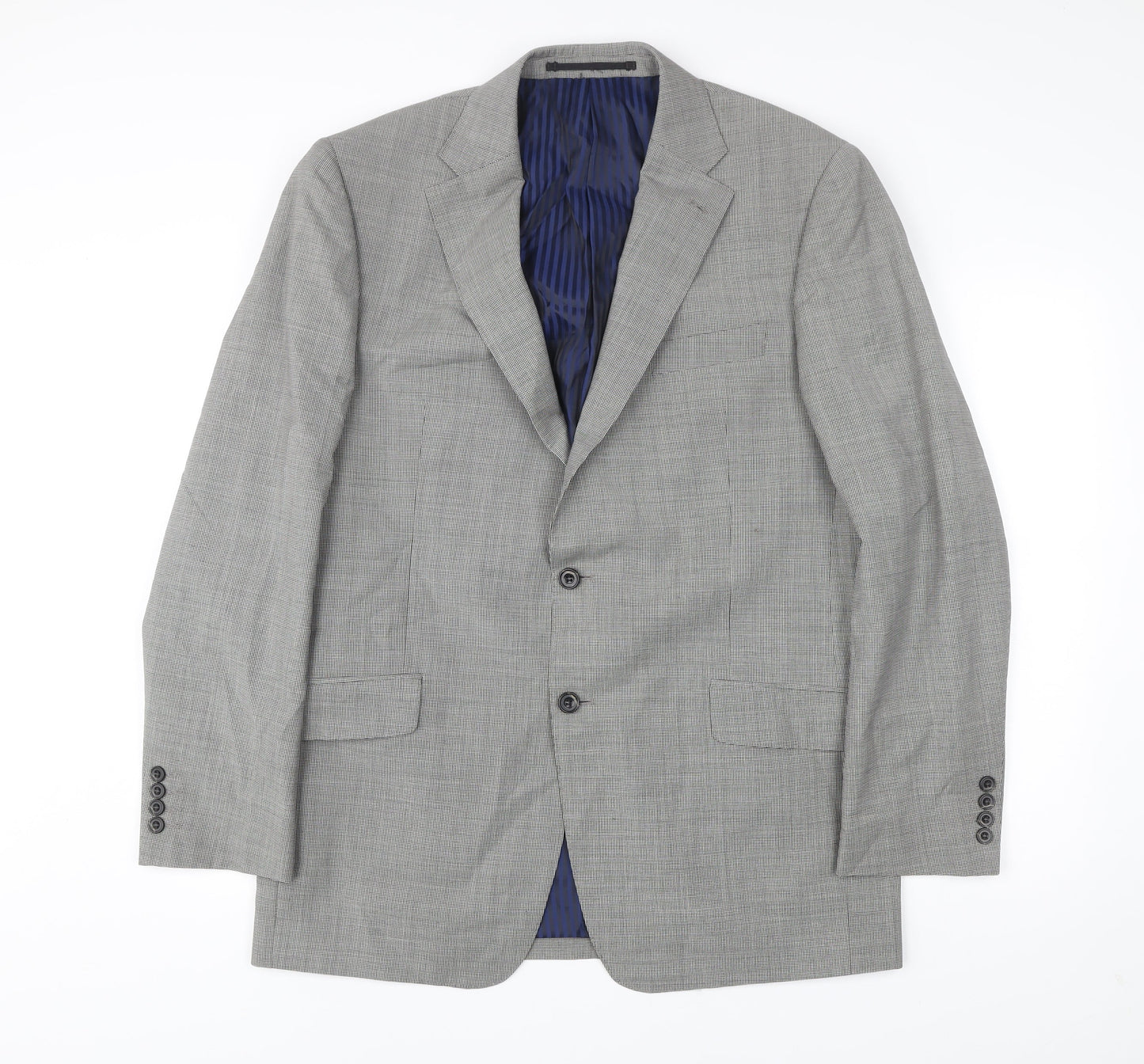 Marks and Spencer Men’s Black & White Check Wool Blazer 42in Long Regular Fit