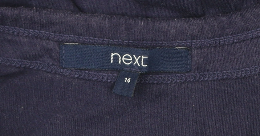 Next Womens Blue T-Shirt Size 14 Crew Neck Short Sleeve Cotton Modal