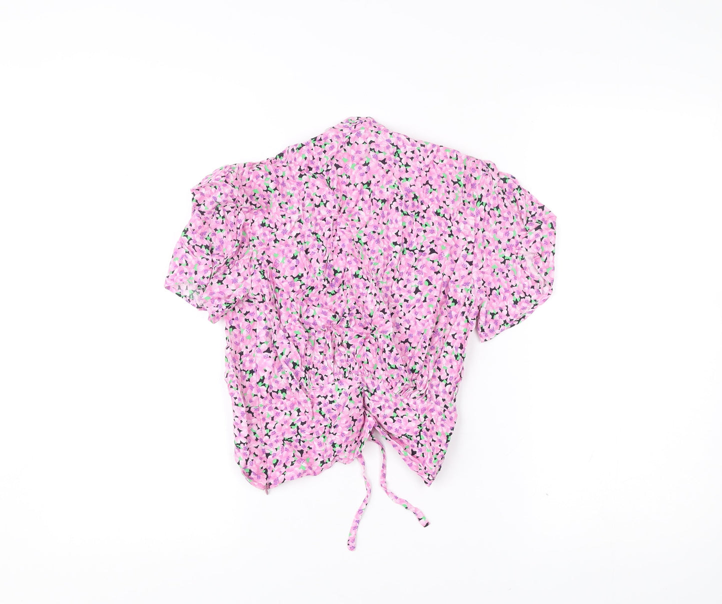 Zara Women’s Pink Floral Viscose Cropped Blouse XS