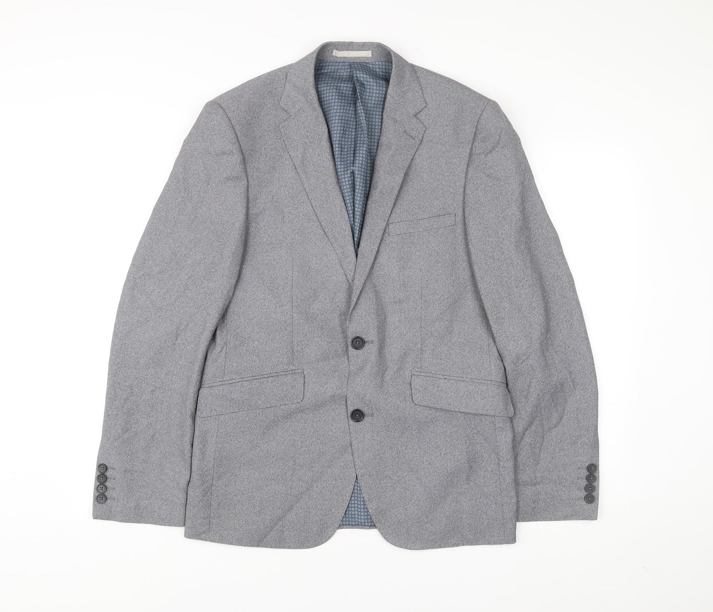 Burton Menswear Men Grey Slim Fit Blazer 38R Single Breasted Jacket
