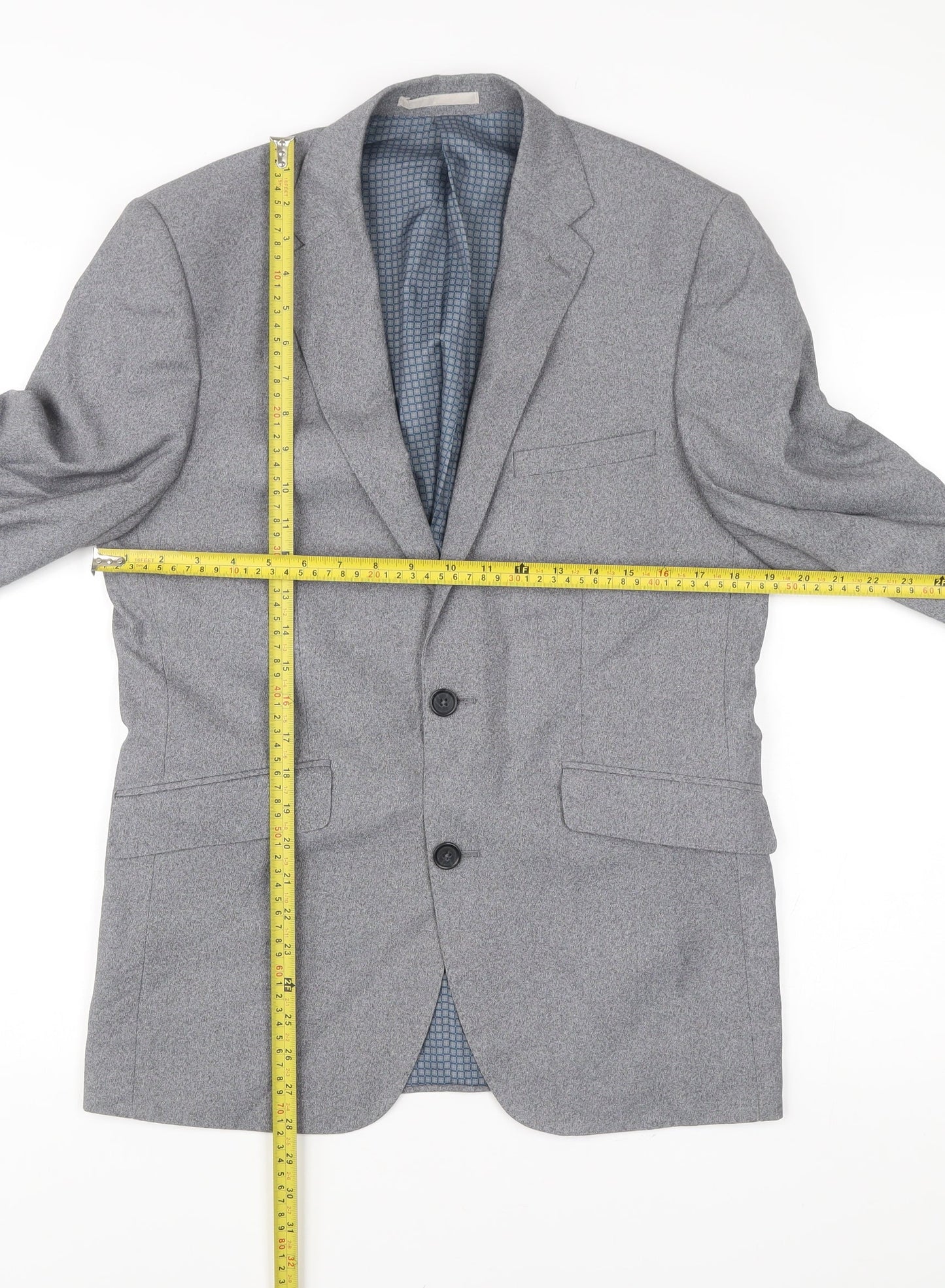 Burton Menswear Men Grey Slim Fit Blazer 38R Single Breasted Jacket