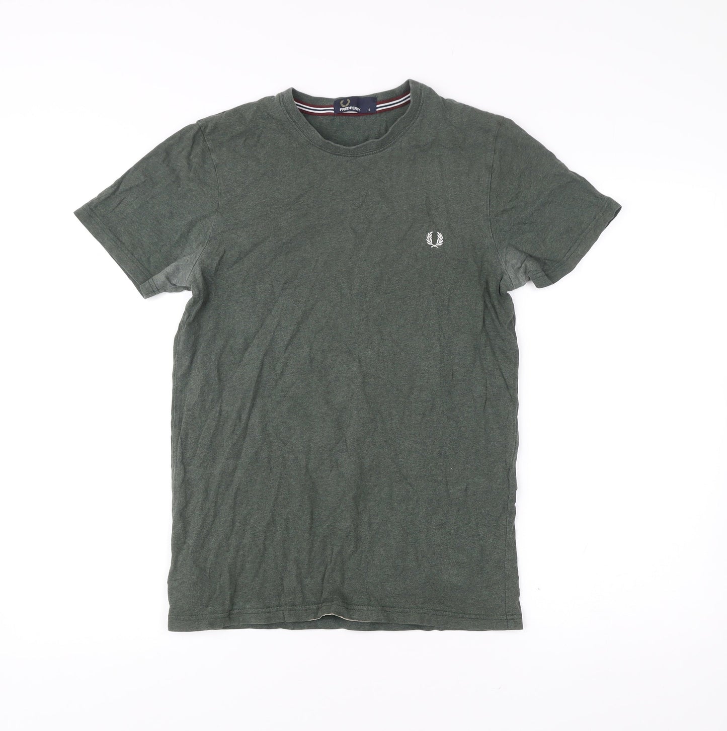 Fred Perry Men’s Green Small Crew Neck Cotton T-Shirt
