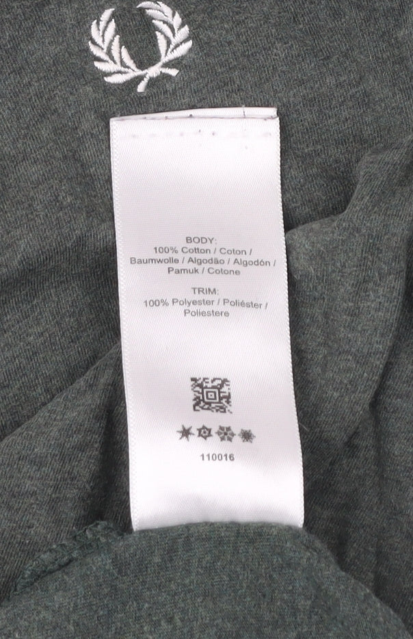 Fred Perry Men’s Green Small Crew Neck Cotton T-Shirt