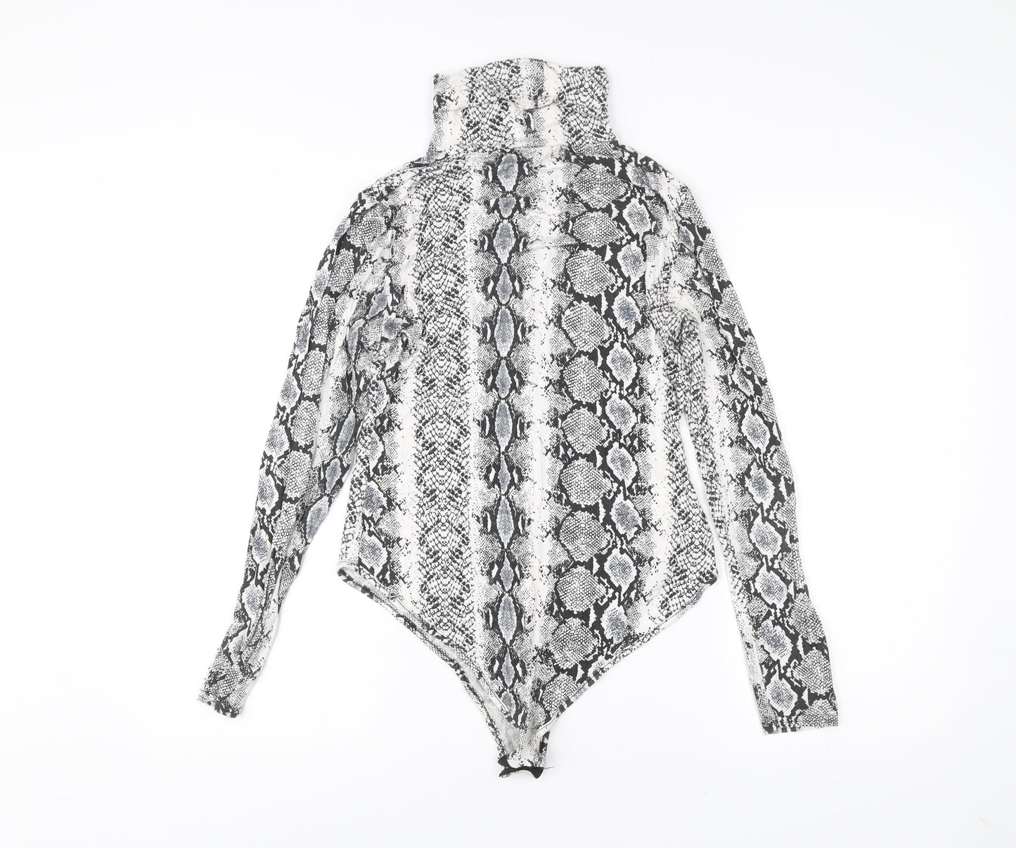 PrettyLittleThing Women’s Multicoloured Snake Print Roll Neck Bodysuit UK 14
