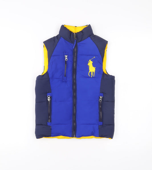 Ralph Lauren Boys Blue Puffer Waistcoat Size 8 Years Full Zip Quilted