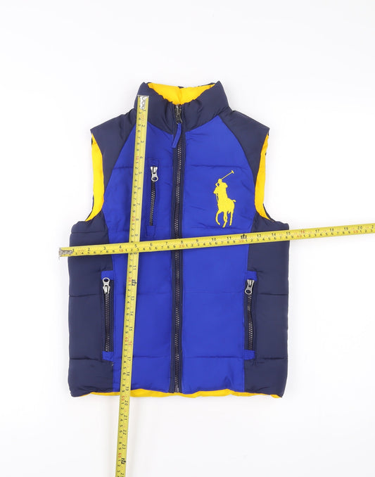 Ralph Lauren Boys Blue Puffer Waistcoat Size 8 Years Full Zip Quilted