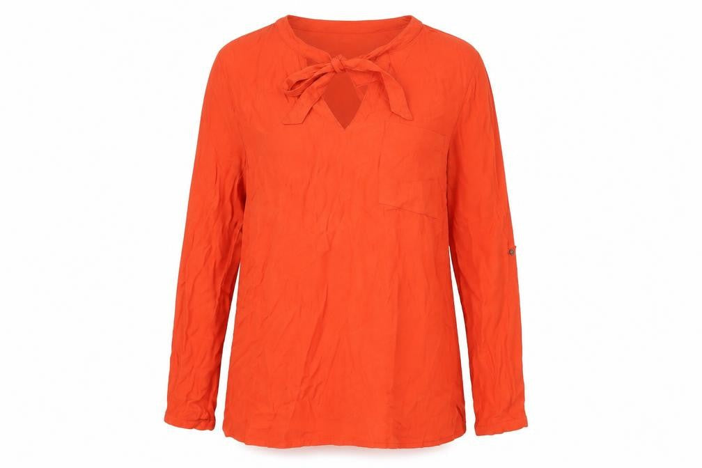 Saint Tropez Women Orange Tunic Blouse Long Sleeve Size L Viscose