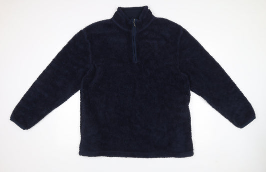 Thomas Nash Mens Blue Fleece Pullover Sweatshirt L 1/4 Zip