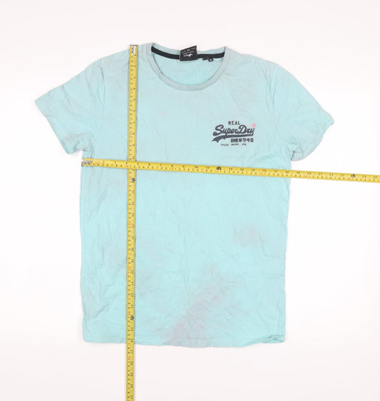 Superdry Men's Blue M Crew Neck Logo Cotton T-Shirt